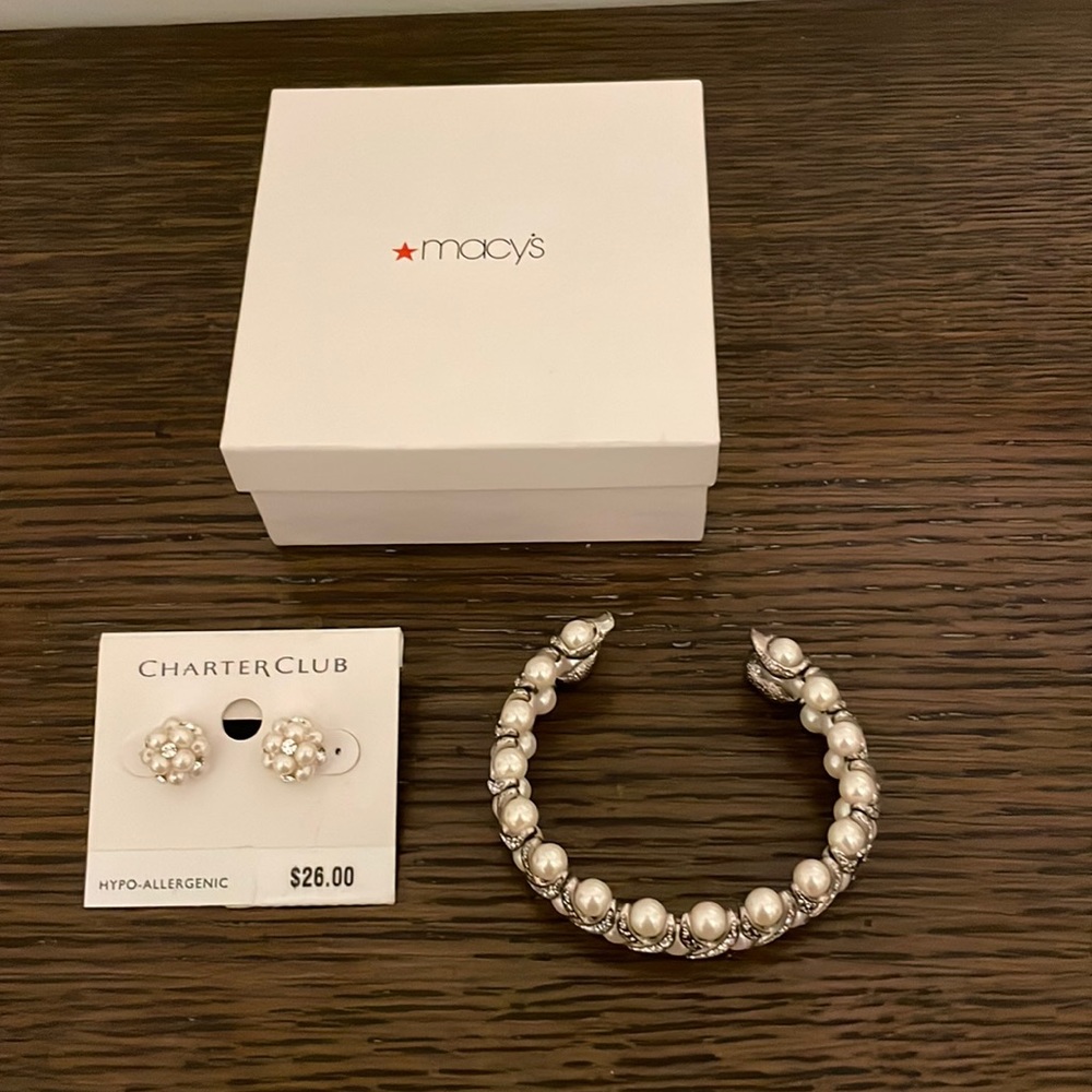 Women’s Charter Club Bracelet and Earrings Set